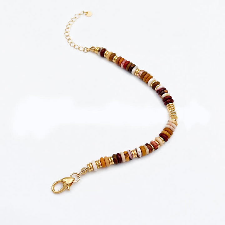 Collana con clavicola in agata naturale con perline Sunset Frisbee Olivenorma