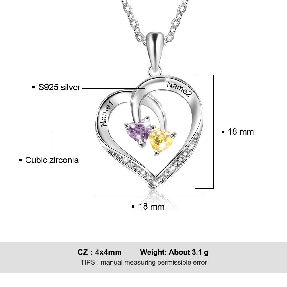 Olivenorma Custom Heart Promise 2 Pietre Portafortuna Nome Collana Incisione