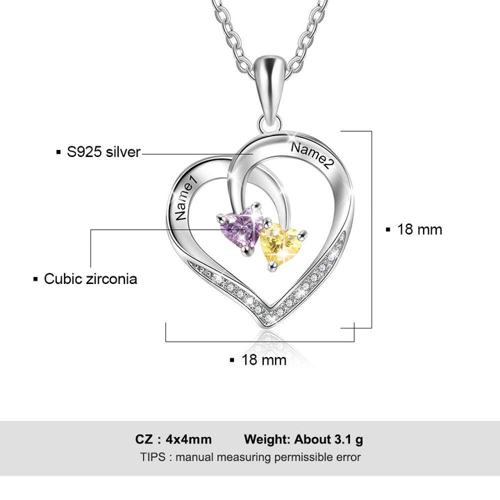 Olivenorma Custom Heart Promise 2 Pietre Portafortuna Nome Collana Incisione