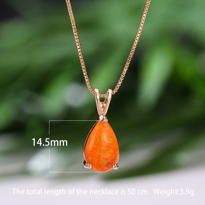 Collana semplice con ciondolo a goccia in sintetico opale Olivenorma 