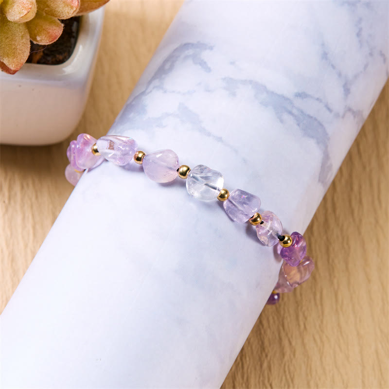 Bracciale intrecciato a mano con perline di pietra naturale irregolare Olivenorma