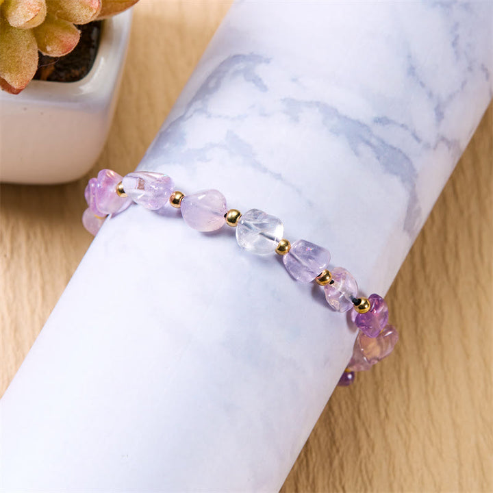 Bracciale intrecciato a mano con perline di pietra naturale irregolare Olivenorma