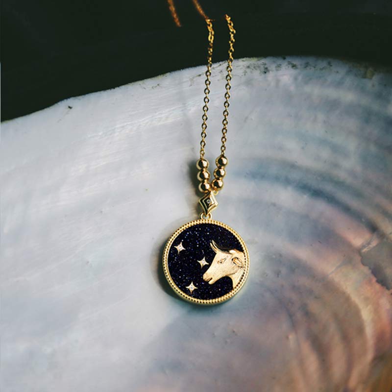Collana Zodiaco in ascolto in arenaria blu 