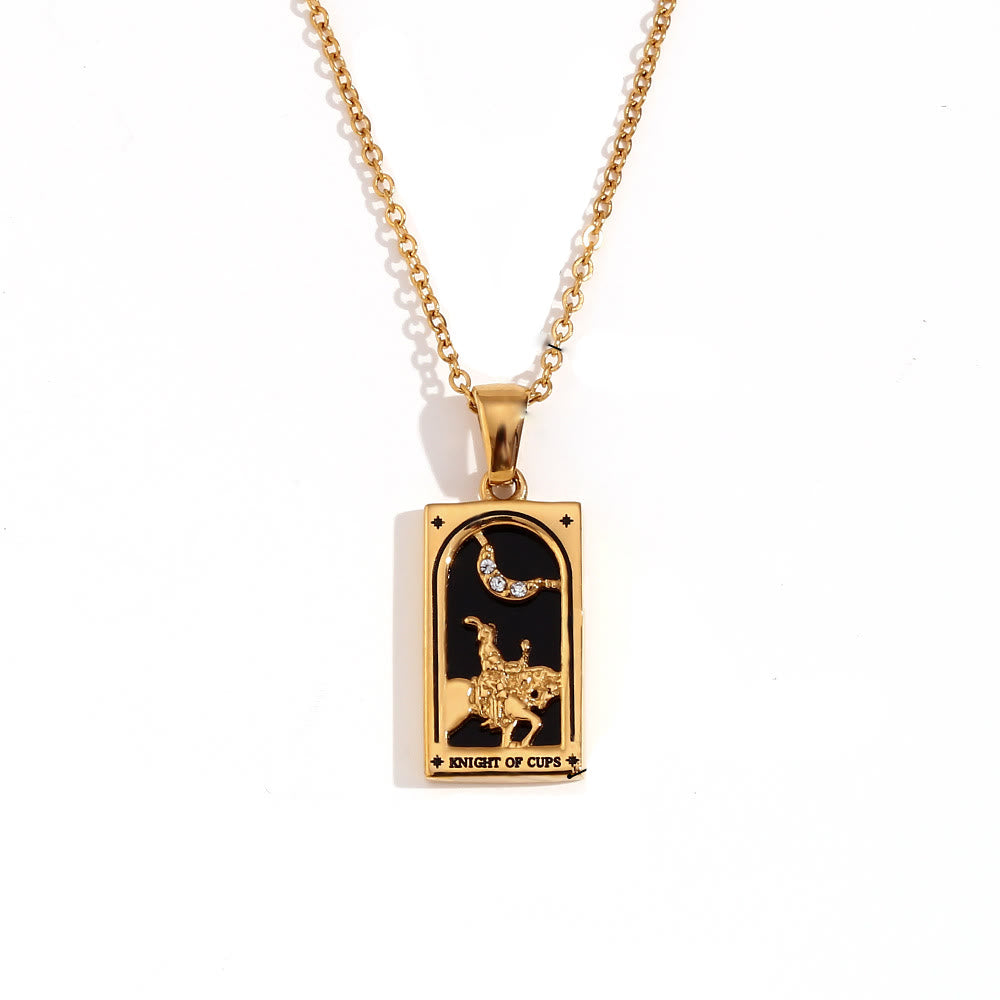 Collana con tarocchi in acciaio inossidabile placcato oro 18k Olivenorma 