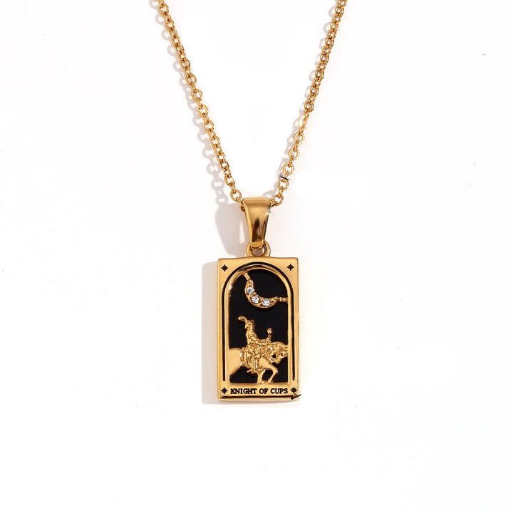 Collana con tarocchi in acciaio inossidabile placcato oro 18k Olivenorma 