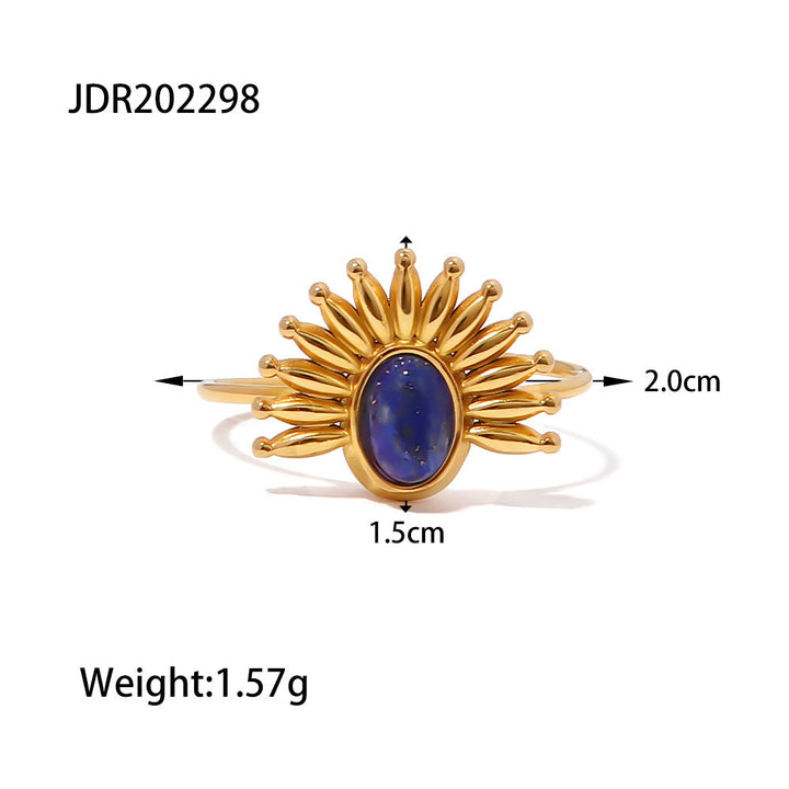Anello Olivenorma in acciaio inossidabile placcato oro 18k con lapislazzuli 