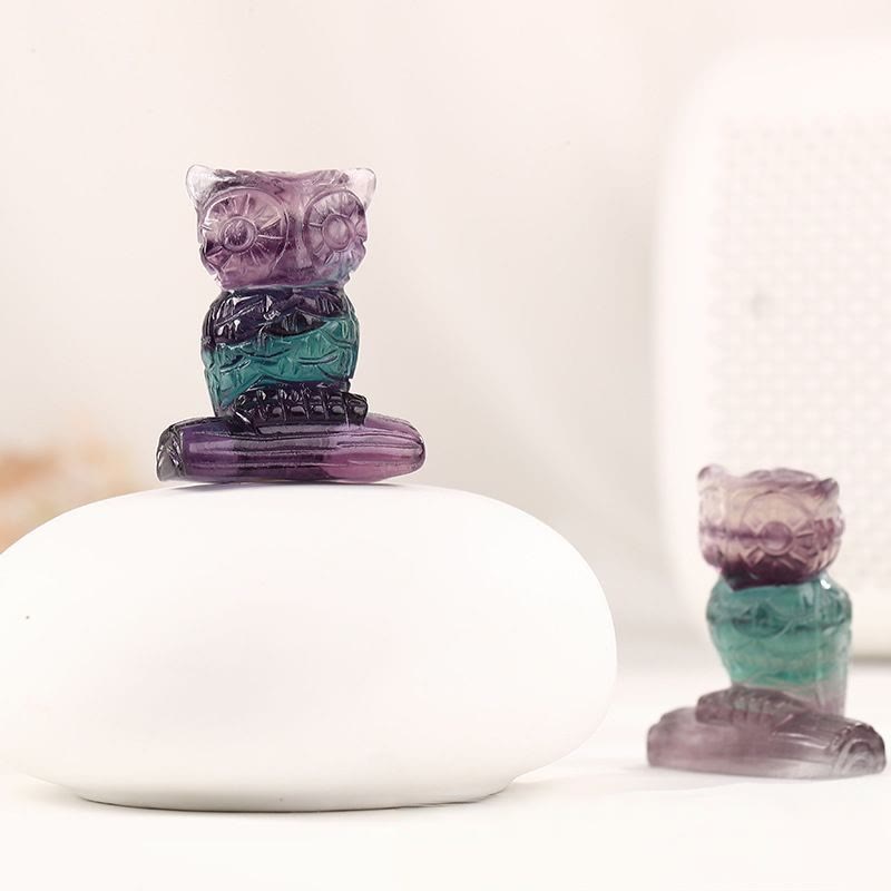 Ornamento gufo color caramella in fluorite Olivenorma 