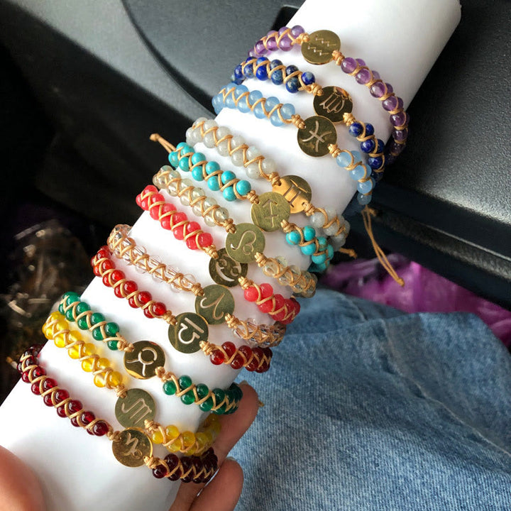 Olivenorma Zodiac Crystal Healing braccialetto avvolgente per l'equilibrio 
