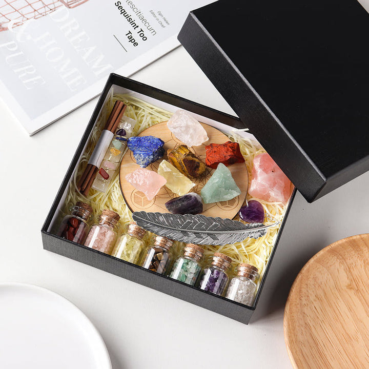 Olivenorma Natural Healing Gemstone Gravels 7 Chakra Pietra Grezza Set