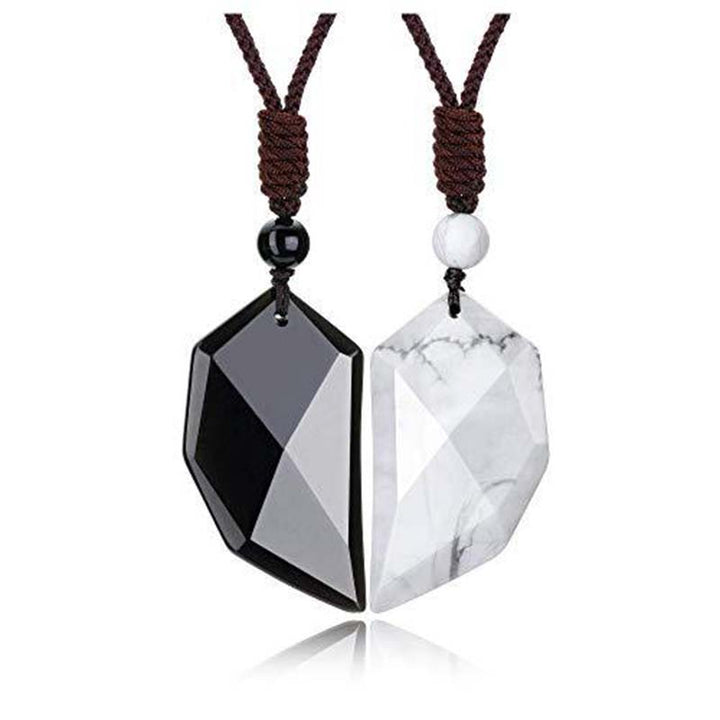 Collana a forma di cuore in quarzo ialino e ossidiana Olivenorma