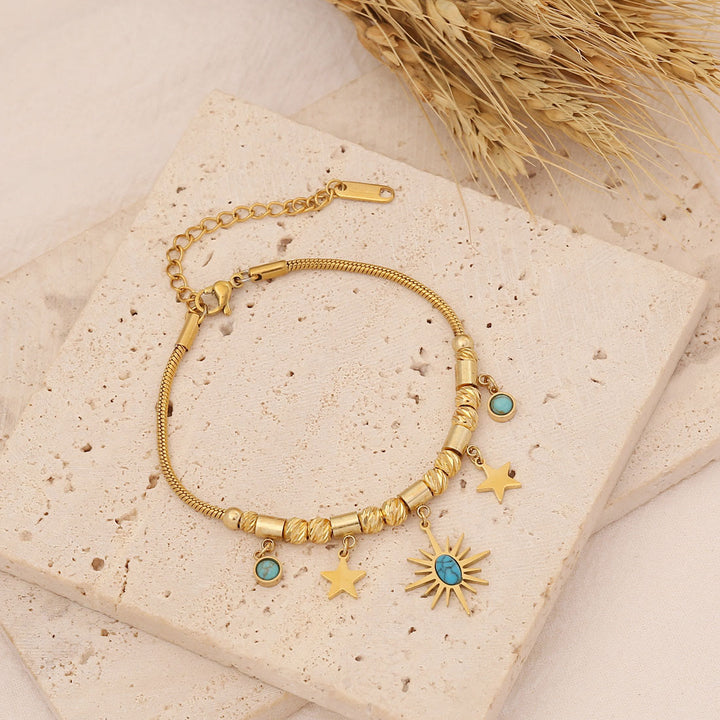 Olivenorma Collana con ciondolo stella sole turchese Bracciale Orecchini