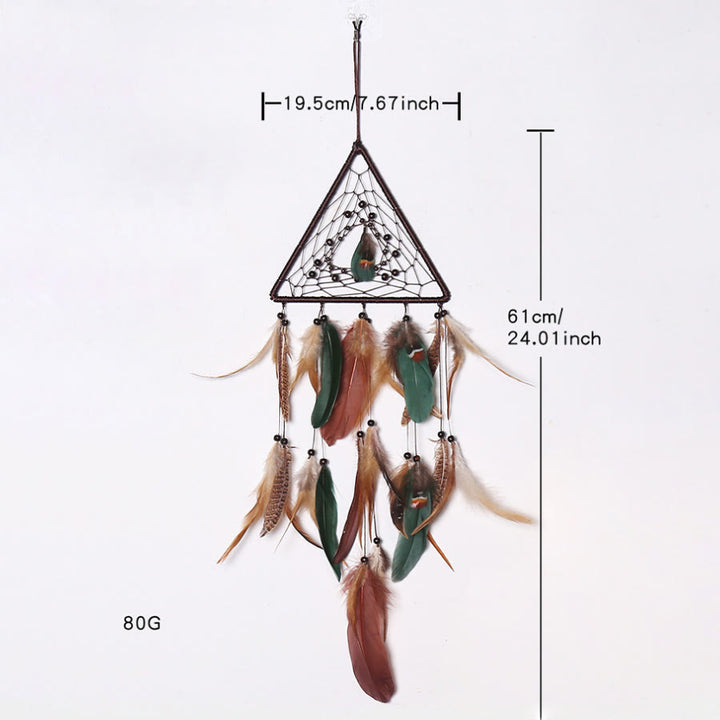 Olivenorma Acchiappasogni con perline di onice nero e triangolo a forma di piuma