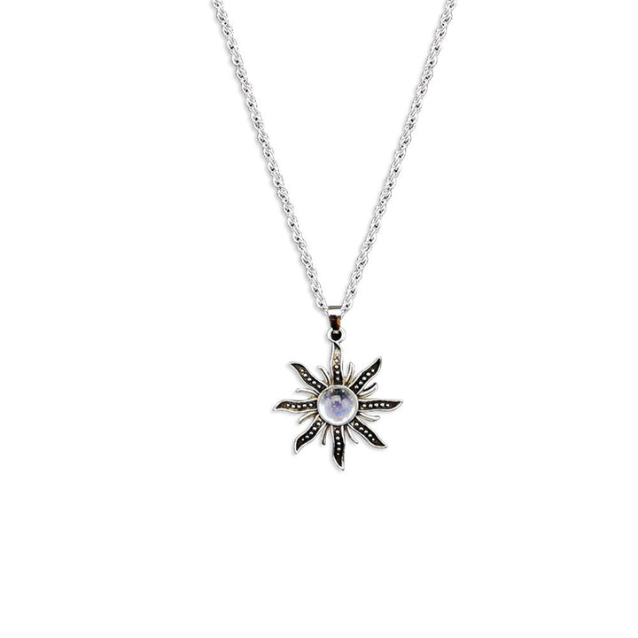 Collana con ciondolo a forma di girasole in pietra di luna naturale Olivenorma