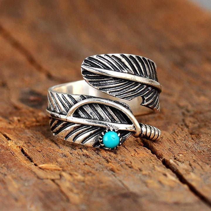 Anello con piuma turchese Olivenorma