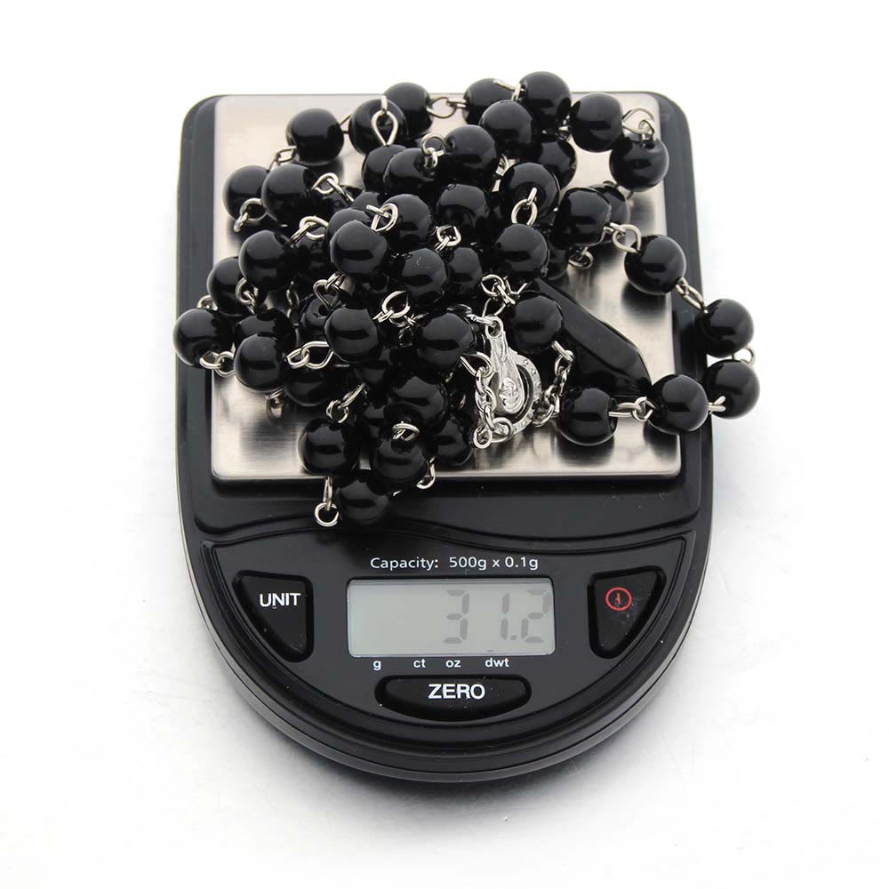 Collana rosario con ciondolo esagonale in cristallo di ossidiana Olivenorma Cristianesimo 