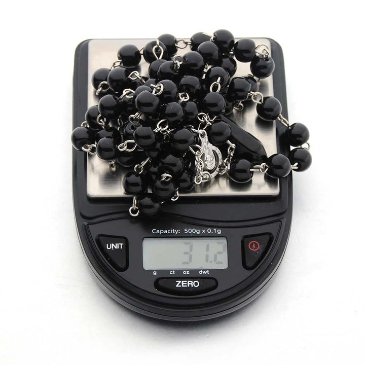 Collana rosario con ciondolo esagonale in cristallo di ossidiana Olivenorma Cristianesimo 