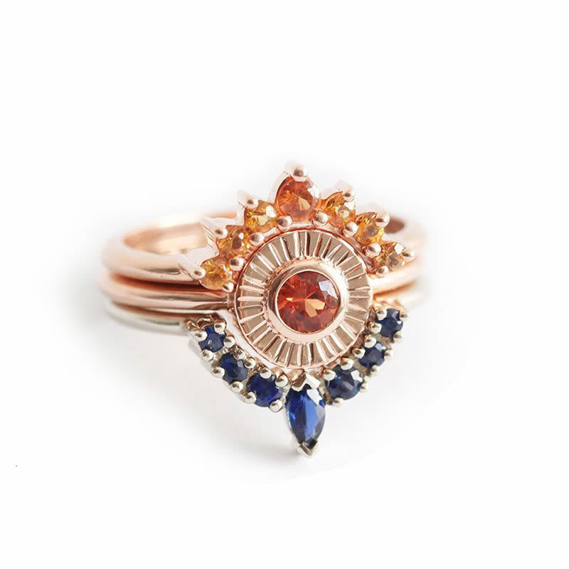 Anello Olivenorma Zircone Sunset in tre pezzi