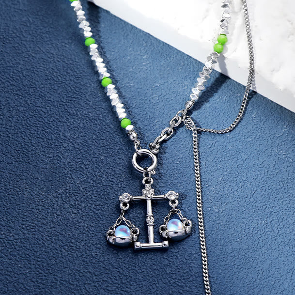 Collana in lega con ciondolo zodiacale in pietra di luna Olivenorma 