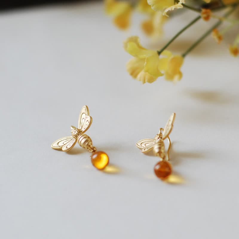 Olivenorma Bee Topaz Honey Drop Ambra Orecchini e collana