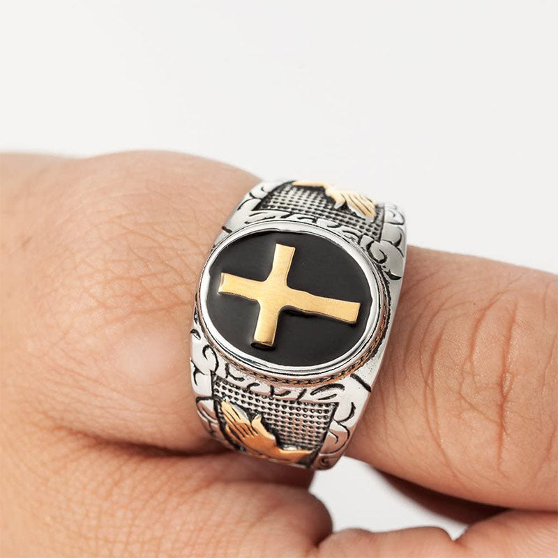 Anello vintage con simbolo della croce Olivenorma