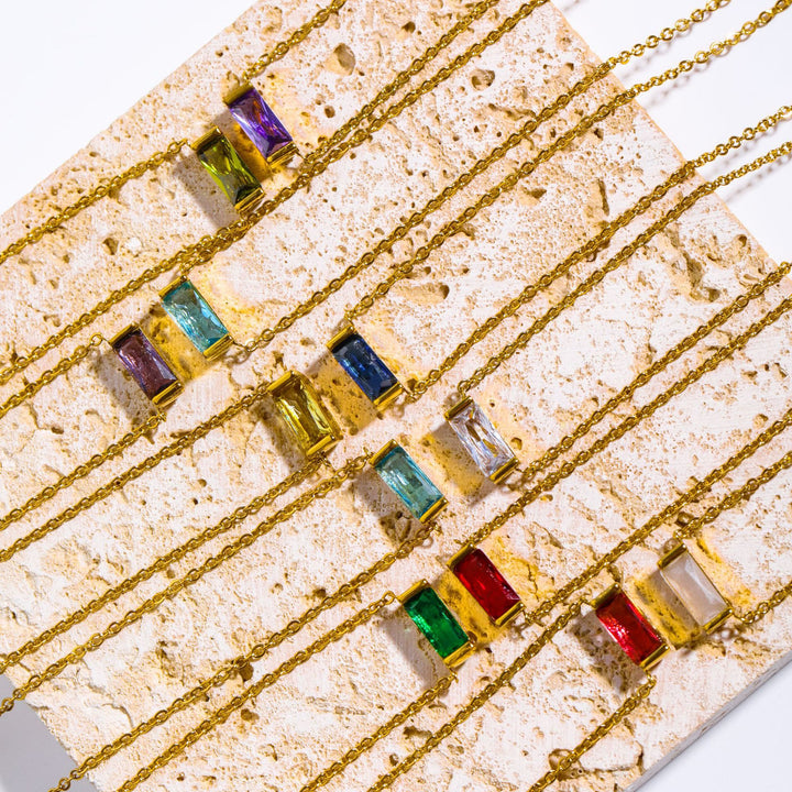 Collana regalo Olivenorma con ciondolo rettangolare semplice con pietra portafortuna in acciaio inossidabile - image 45