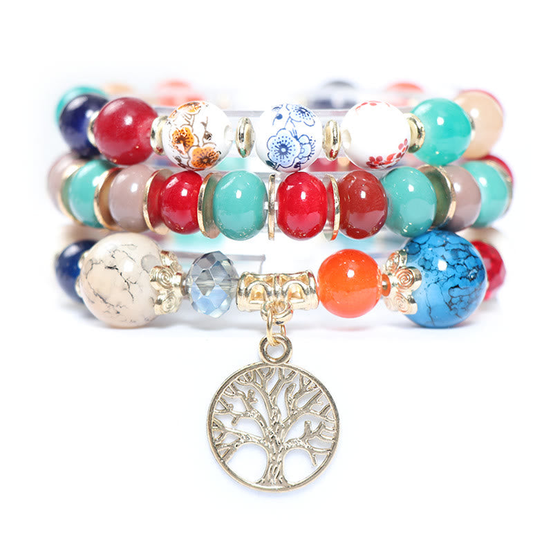 Olivenorma Boho Braccialetto di cristallo fatto a mano con albero della vita 
