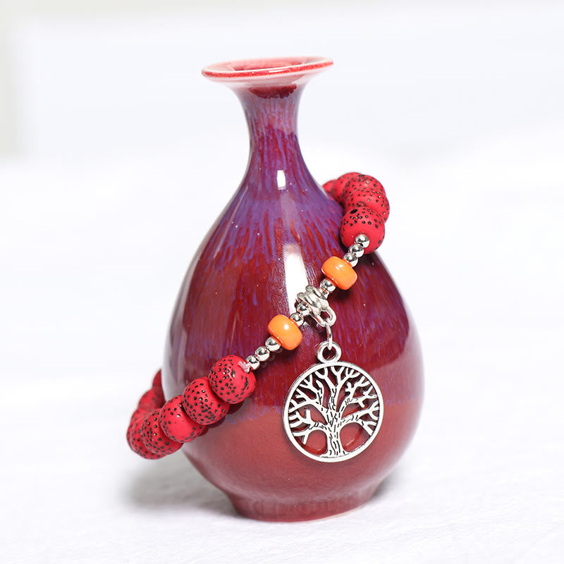 Olivenorma Albero della vita Cuore Ciondolo Braccialetto di perline Set 