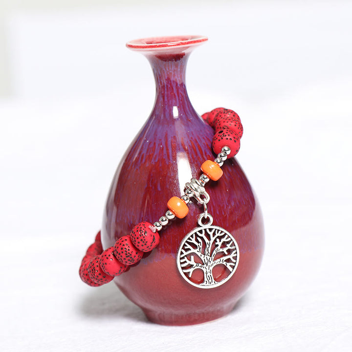 Olivenorma Albero della vita Cuore Ciondolo Braccialetto di perline Set 