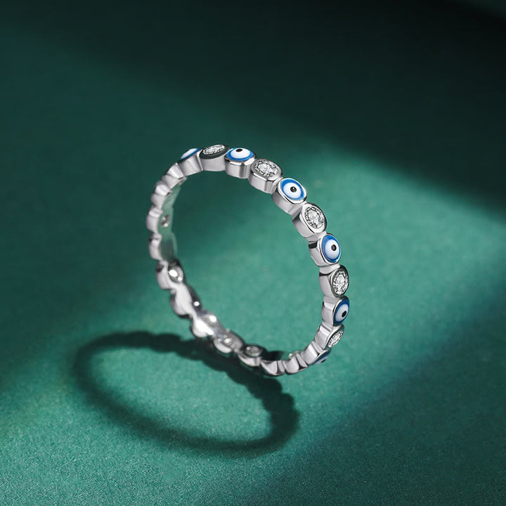Anello Olivenorma S925 Sterling Silver Zircone Bianco Occhio Malvagio