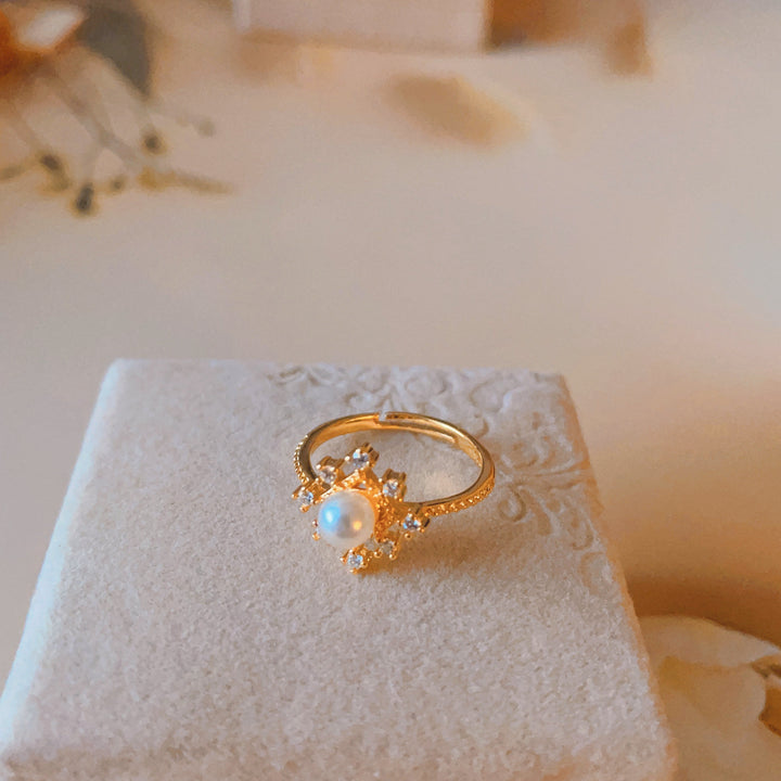 Anello con perla naturale Olivenorma Romontic Flower e zircone