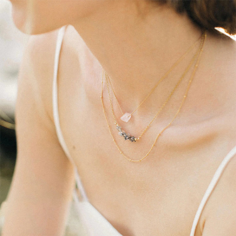Collana con pietra preziosa grezza a taglio grezzo, regalo di gratitudine spirituale Olivenorma