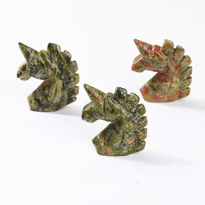 Olivenorma 2 pollici cristallo naturale unicorno figurina decorazione pietra preziosa 