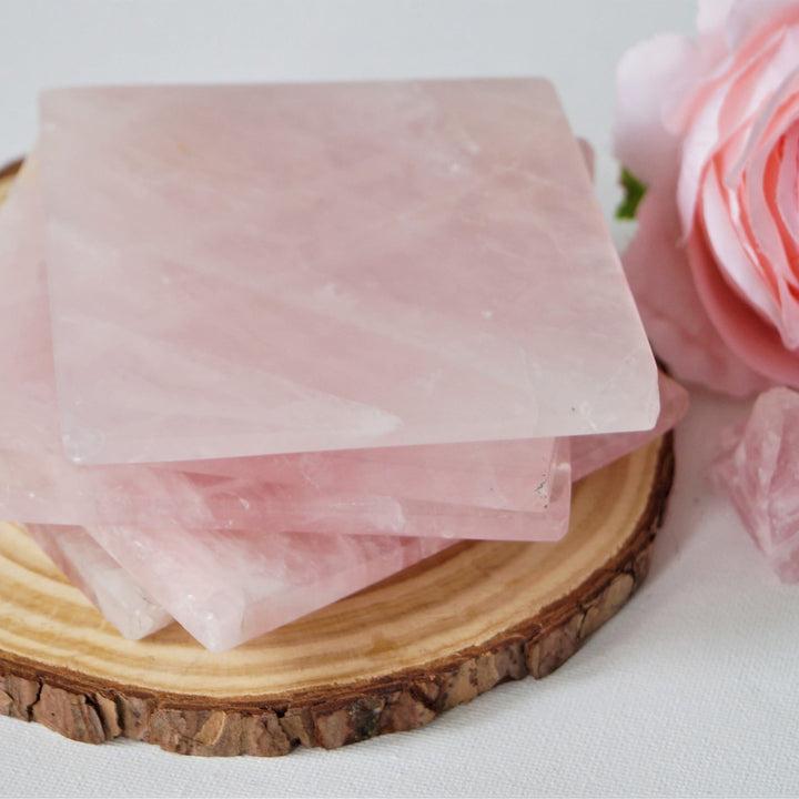 Decorazione con pietra preziosa per sottobicchiere in quarzo rosa Olivenorma