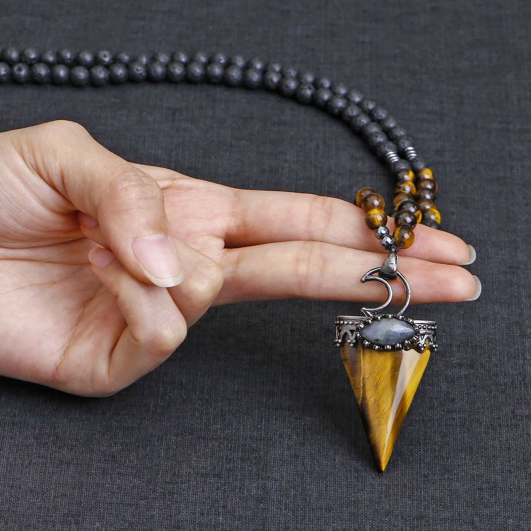 Collana con ciondolo a forma di triangolo in cristallo naturale Olivenorma