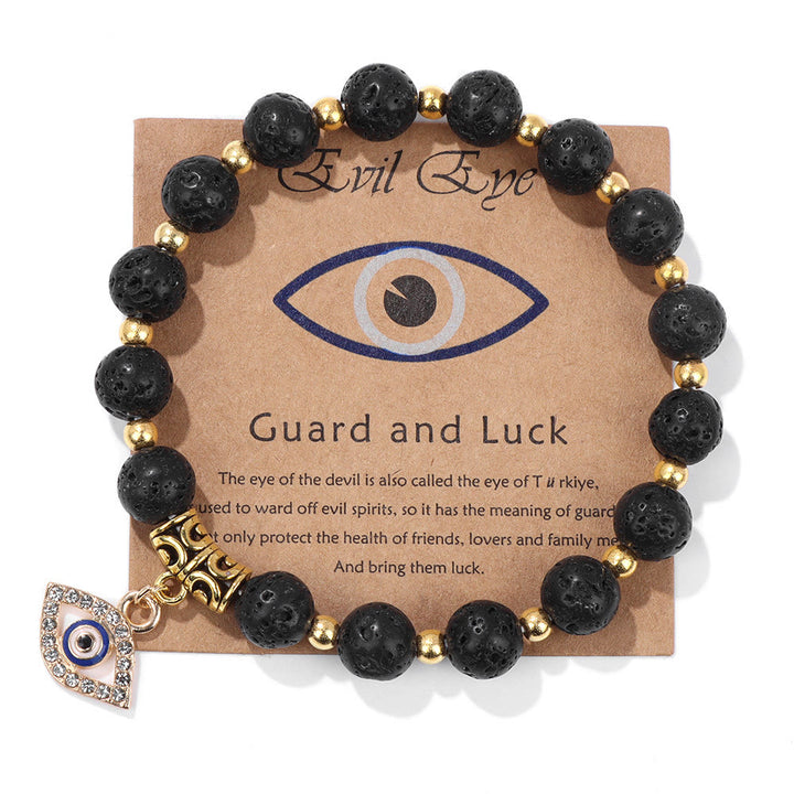 Bracciale con ciondolo in pietra naturale con perline e occhio malvagio Olivenorma 