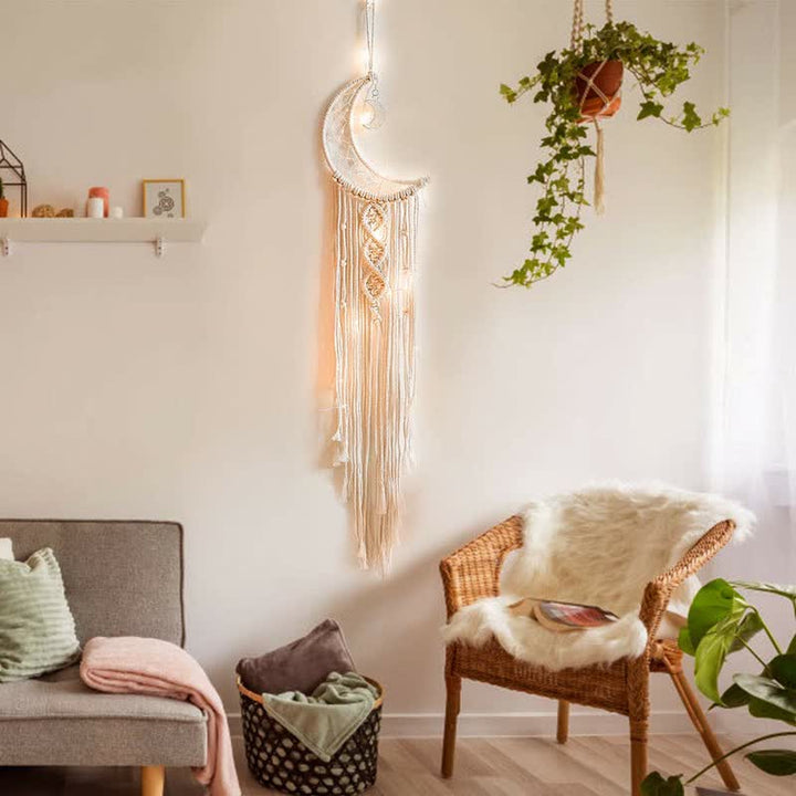 Olivenorma Bohemian Moon Dream Decorazione da parete in macramè intrecciato