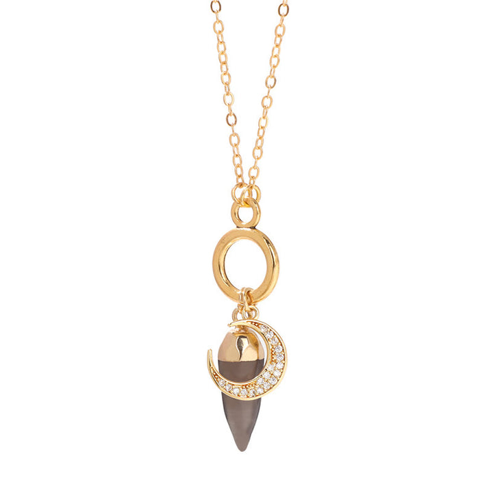 Collana con ciondolo a forma di luna con zirconi e cristalli di competizione Olivenorma