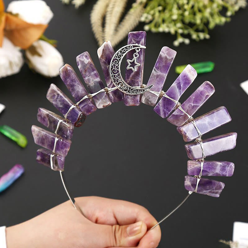 Olivenorma Corona di cristallo a forma di tubo piatto con stella luna tridimensionale