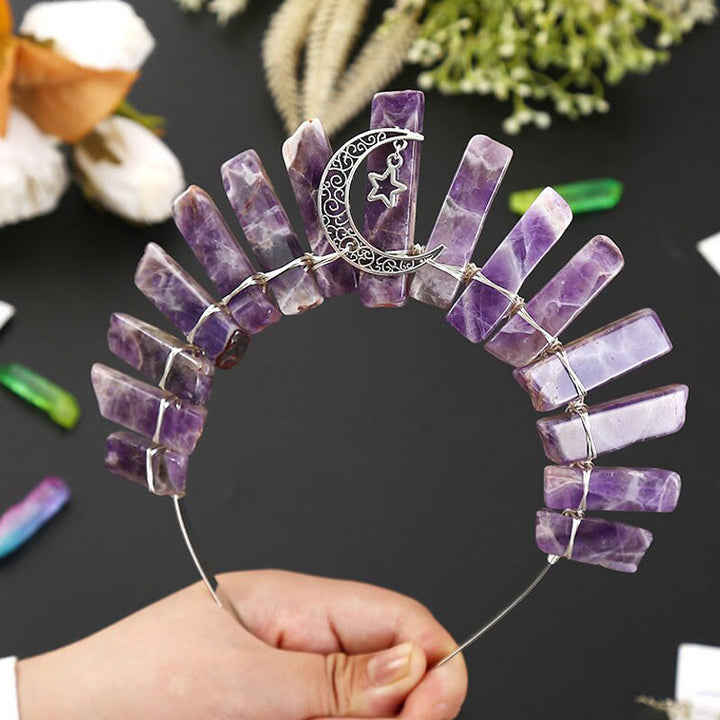 Olivenorma Corona di cristallo a forma di tubo piatto con stella luna tridimensionale