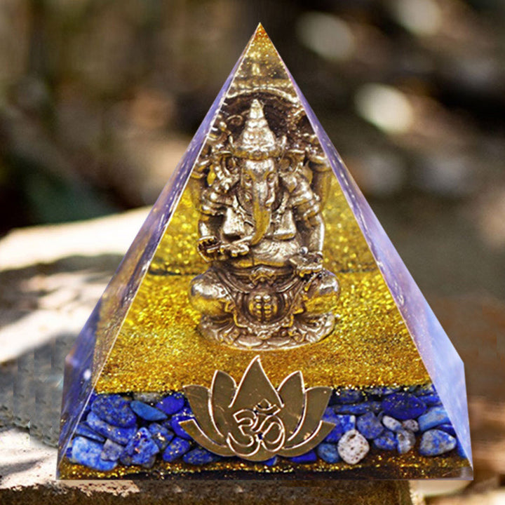 Olivenorma Lapislazzuli con simbolo di elefante Piramide di Orgone