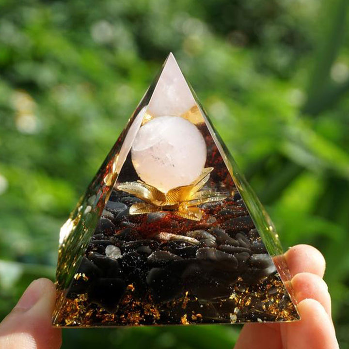 Olivenorma Quarzo Ialino Ossidiana Simbolo del Loto Piramide Orgonica