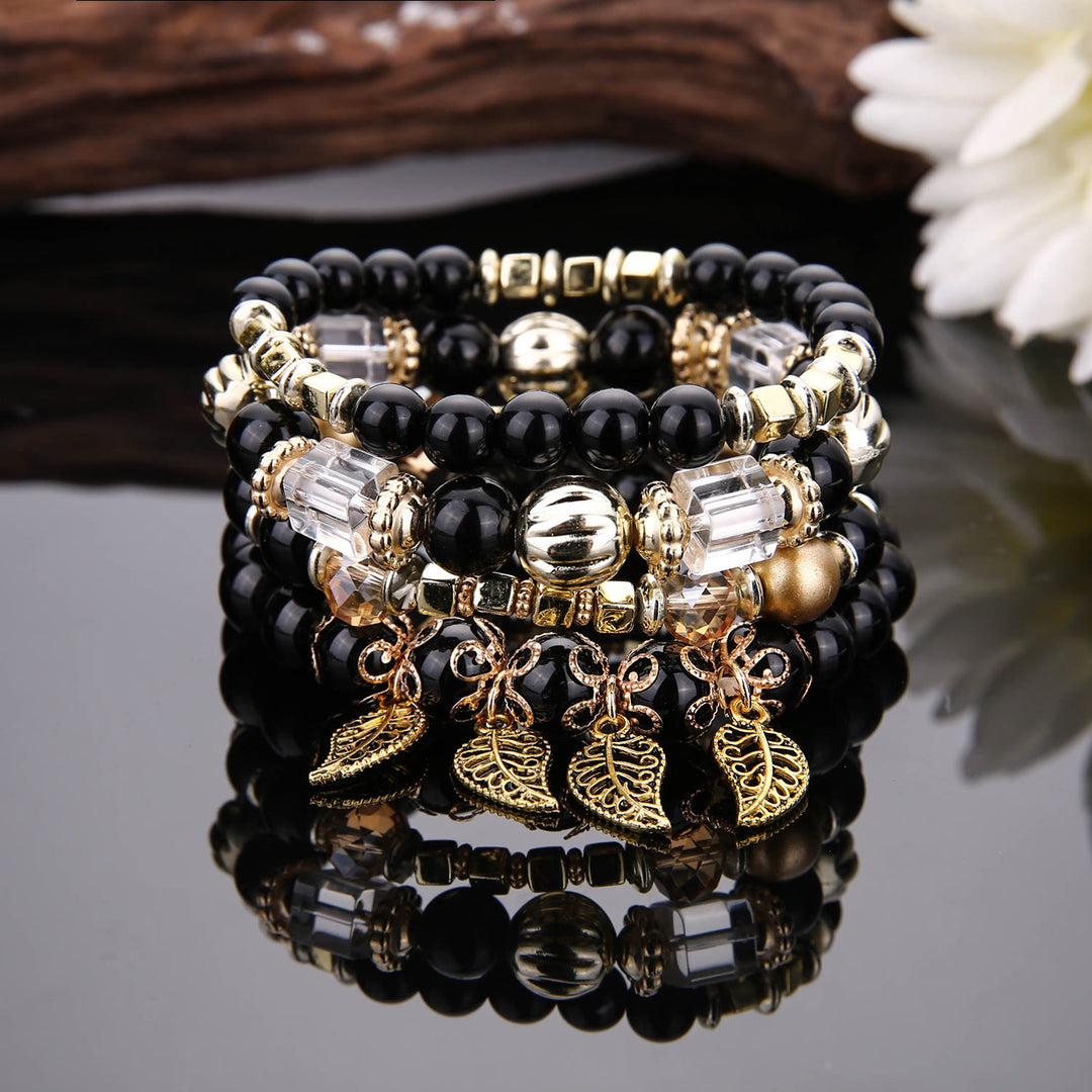 Olivenorma Bohemian Leaf Pendant Accessories Set di bracciali multistrato