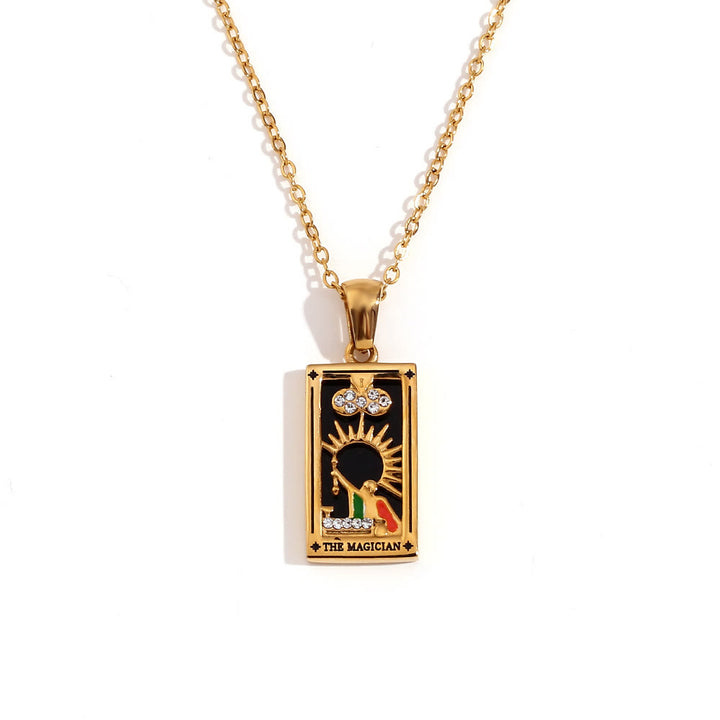 Collana con tarocchi in acciaio inossidabile placcato oro 18k Olivenorma 