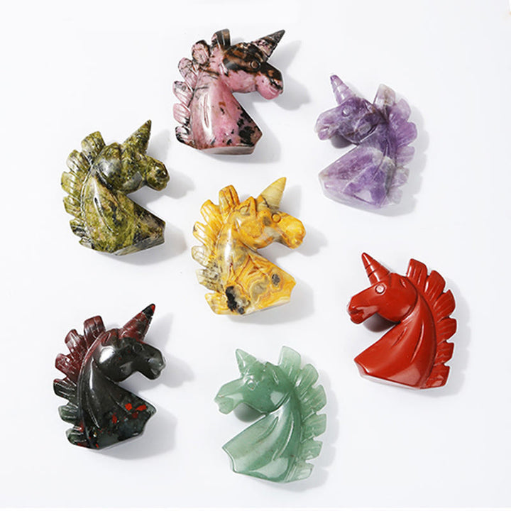 Olivenorma 2 pollici cristallo naturale unicorno figurina decorazione pietra preziosa 