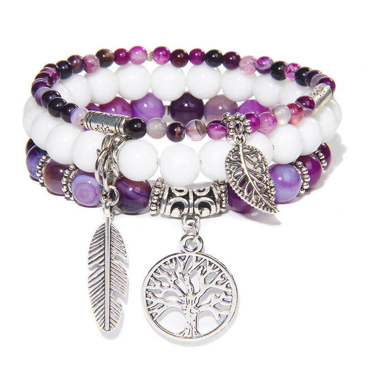 Olivenorma "Nature's Healing Moments" Braccialetto Albero della vita in ametista, set da 3 pezzi 