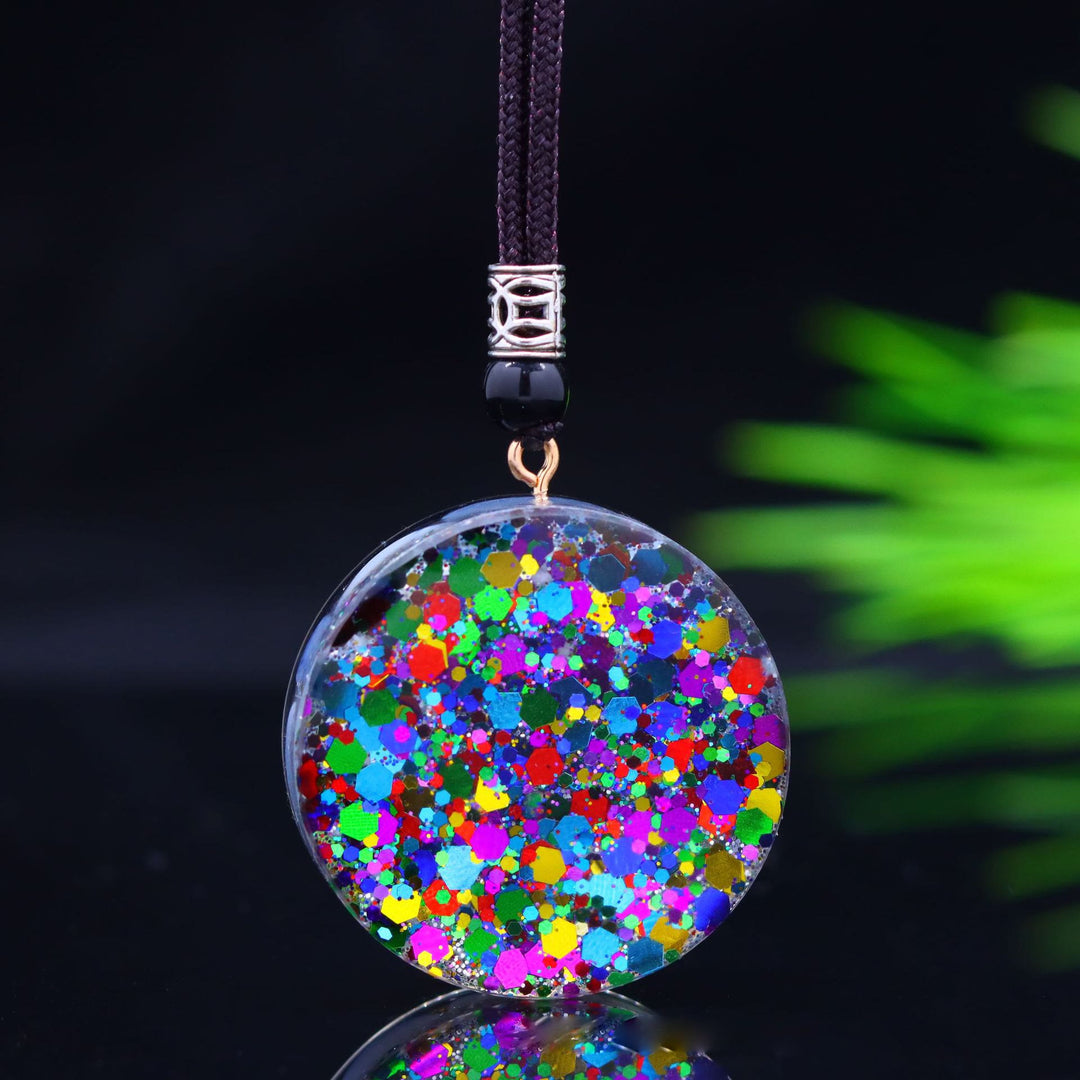 Collana con ciondolo in epossidica naturale di ghiaia di calcedonio blu Olivenorma