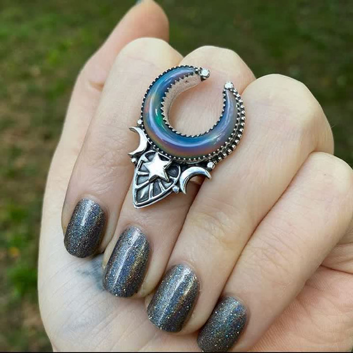 Collana vintage Olivenorma con goccia d'acqua e luna in pietra di luna