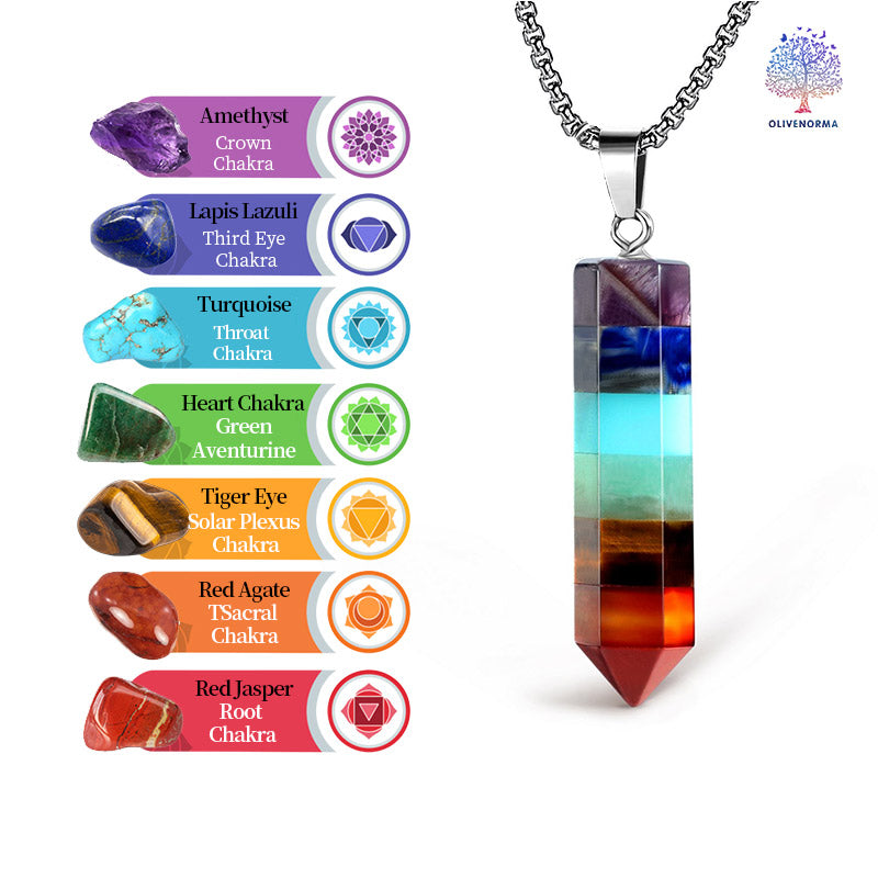 Collana con pietre preziose esagonali di cristallo Chakra