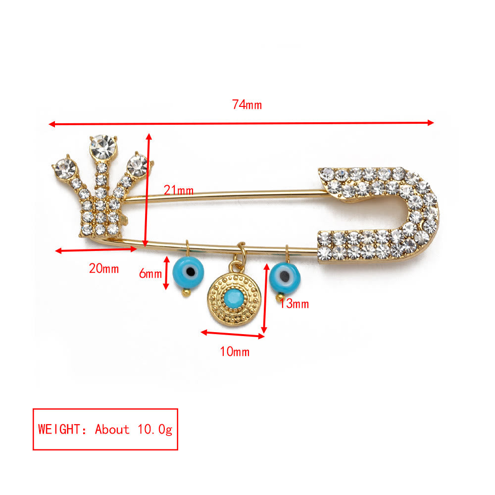 Spilla a forma di cuore con occhio maligno in zircone bianco Olivenorma 