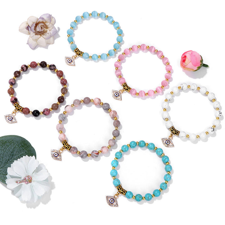 Bracciale con ciondolo malocchio in pietra naturale Olivenorma